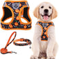 PUPTECK Adjustable Dog Harness Collar and Leash Set Step in No Pull Pet Harness for Small Medium Dogs Puppy and Cats Outdoor Walking Running, Soft Mesh Padded Reflective Vest Harnesses, Halloween, XS