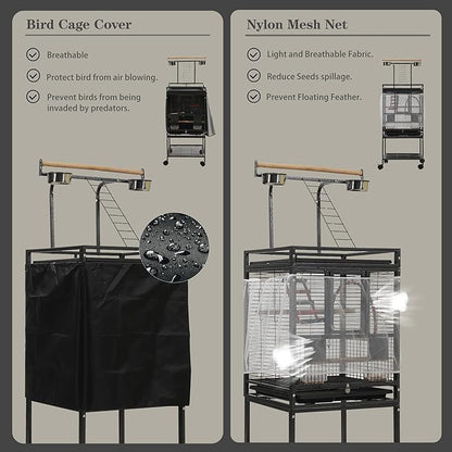 51" Small Bird Cage with Stand,Parakeet Cage, Parrot cage with Parakeet Toys, Bird Cage Accessories,Birdcage Covers for Lovebirds Cockatiel Conure Finch Canary Budgie