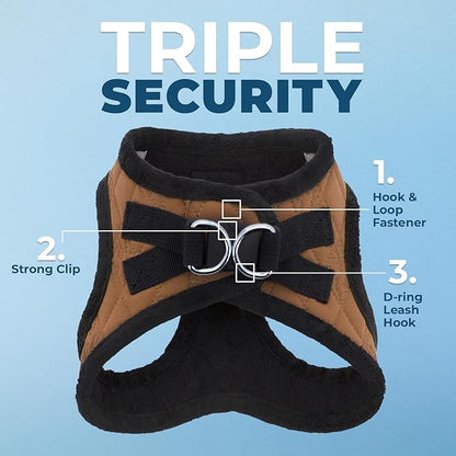 Best Pet Supplies - All Weather Plush, Reflective, No Pull Harness for Small, Medium Dogs, Cats - Secure with Hook & Loop Fastener, Buckle, Double D-Rings - Beige Plush, XL