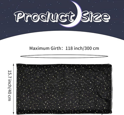 Daoeny Large Bird Cage Cover, Bird Cage Seed Catcher, Adjustable Soft Nylon Mesh Net with Twinkle Moon Star, Birdcage Cover Skirt Seed Guard for Parrot Parakeet Macaw Round Square Cages (Black)