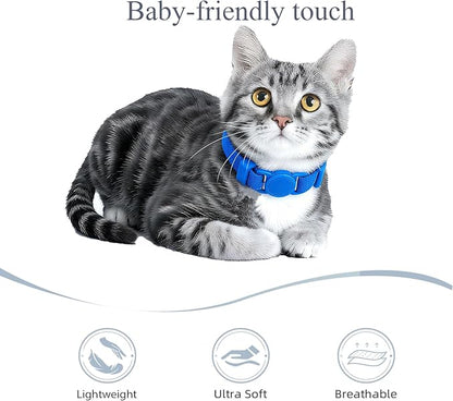 Breakaway Cat Collar with Bell, Safety Buckle Kitten Collar, Elastic Strech Quick Release, Adjustable Lightweight Collars for Girl Boy Cats, Pet Supplies, Accessories, Gifts Dark Blue