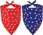 ADOGGYGO Star Dog Bandana 2 Pack, Reversible Red Blue Patriotic Pet Scarf Bib, Adjustable Fit 4th of July Star Bandanas for Small Dogs Pets (Small)