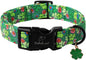 St Patricks Day Dog Collar for Small Dogs - Lucky Flower Shamrock Green Dog Collars, Cute Irish Clover Puppy Collar with Quick Release Buckle for Girls&Boys Dogs S
