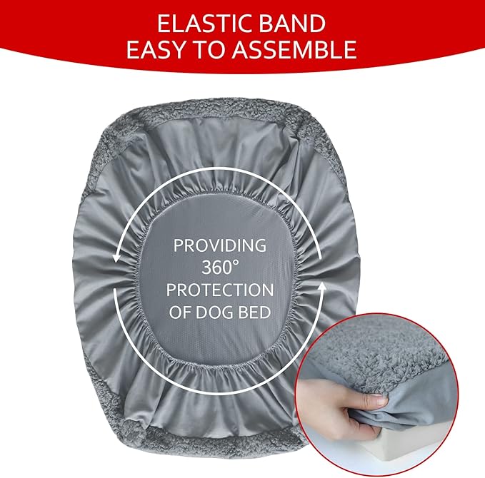 Dog Bed Covers 2 Pack Soft Plush Replacement Washable, Waterproof Pet Mattress Bed Liner Grey 41x29 Inches, for Dog/Cat, Cover Only