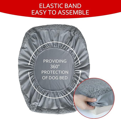 Dog Bed Covers 2 Pack Soft Plush Replacement Washable, Waterproof Pet Mattress Bed Liner Grey 44x35 Inches, for Dog/Cat, Cover Only