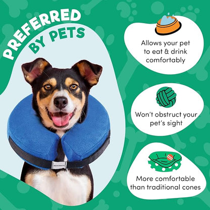 BENCMATE Inflatable Dog Cone Collar Alternative, Soft Dog Cone for Small Medium Large Dogs and Cats, Neck Recovery ECollar Donut Collar After Surgery (XXLarge, Shark)