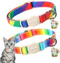Cat Collar,2 Pack LGBT Cat Collars Breakaway with Bell, DOGWONG Safety Buckle Cat Collar for Girl Boy Cats and Small Dogs，Adjustable Kitten Collar 7-12 Inch,Pet Supplies Accessories