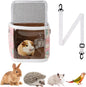 Guinea Pig Carrier Bag with Water Bottle，Travel Portable Small Animal Carrier Sling Pouch, Clear Window Carrier Backpack for Hamster Bunny Gerbil Hedgehog Sugar Glider Lizard Bird.(Pink)