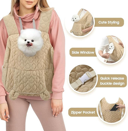Pet Carrier Backpack, Adjustable Pet Front Cat Dog Carrier Backpack Travel Bag for Small Medium Dogs Cats and Rabbits, Safety Strap with Removable Bottom Plate for Camping Hiking Traveling
