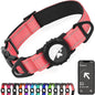 Joytale Airtag Dog Collar, Reflective Pet Collar with Waterproof AirTag Holder, Dual D-Rings, Soft Padded Adjustable for Medium Dogs, Neon Pink, M