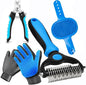 5-in-1 Pet Grooming Kit: Deshedding Rake, Nail Clipper, Grooming Gloves & Massage Brush for Dogs and Cats (Nail Clipper Set)