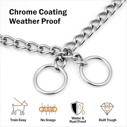 TagME Chain Choke Collar for Dogs, Adjustable Weather Proof Necklace for Small and Puppy Dogs, Alloy Steel Pet Training Collar