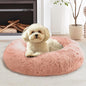 JOLLYVOGUE Calming Dog Bed Large Size Dog, Anti-Anxiety Donut Large Pet Bed, 36 inches Fluffy Faux Fur Round Cat Bed, Fits up to 75 lbs Pets (Peach Pink)
