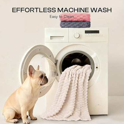 Luciphia Soft 300GSM Fleece Pet Blanket for Small Medium Large Dogs Washable 3D Textured Flannel Cat Puppy Decorative Furniture Protector Throw Durable White, M(30''x20'')