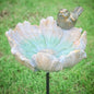 MUMTOP Outdoor Antique Bird Bath Small Flower Bird Baths Bowl Resin Birdbaths for The Garden with Metal Stake