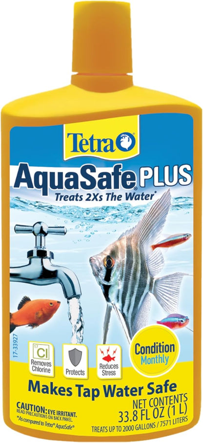 Tetra AquaSafe Plus, Aquarium Water Conditioner And Dechlorinator, 33.8 Ounces
