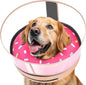 Inflatable Dog Cone with Anti-Licking Clear Shield, Protective Dog Donut Collar After Surgery, Adjustable Soft Recovery Cone for Pets, Alternative Collar with Buckle Strap (Pink, L)