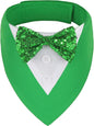 ADOGGYGO St.Patrick's Day Dog Tuxedo Bandana, Green Pet Tux Collar with Bowtie Adjustable St Patricks Costume for X-Small Dogs Pets (XS)
