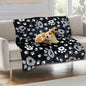 Dog Blanket, Soft Fleece Dog Blankets for Small Medium Dogs, Fluffy Flannel Pet Cat Puppy Blanket Mat Cover for Bed Couch, Cute Paw Print Throw Blanket for Dogs, Black, 40"X30"