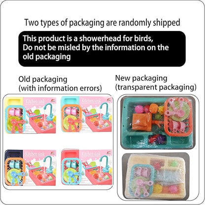 kathson Bird Bathtub,Parrot Shower Box,Automatic Parakeet Bathtub with Faucet,Bird Bathing Tub Container Cage Accessory or Small Medium Birds Cockatiel Lovebird Budgie