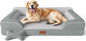 Extra Large Dog Bed, Orthopedic Dog Bed with Cooling Gel Memory Foam, Waterproof XL Pet Bed with Removable Washable Cover, 42" Pet Sofa Couch Dutch Velvet with Bone Toy, Light Gray