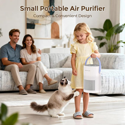 Air Purifiers for Bedroom, Jafända Pet Hair Air Purifier, Max 650 ft², 3-in-1 Filter, H13 HEPA Air Filter, 20dB Quiet Sleep Mode, 7-Night Light, Portable Handle for Home, Remove Dust, Smoke, Odor