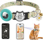 Cute Floral Breakaway Cat Collar with QR Code ID, Lightweight Cotton Safety Collar with Bell & AirTag Holder for Kittens and Cats,Pastoral Style with airtag Holder(Green)