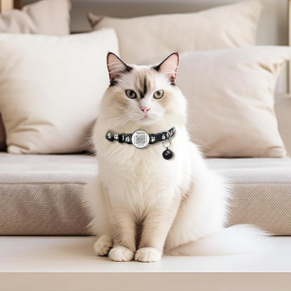 2 Pack Smart Safety Breakaway Cat Collar | QR Code Tag Stores All Vital Info Online | Reflective, Bell & Adjustable for Active Kittens (Blue & Orange)