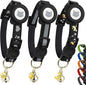 Cat Collar with AirTag Holders, 3-Pack, Reflective Breakaway Safety Collars, Bells and Matching Charms, Adjustable, Paw Hearts, Moon Stars Design, Lucky Charm, Black