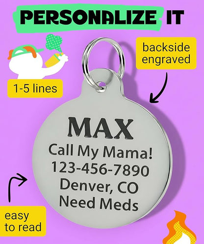 Bad Tags Personalized Dog and Cat ID Tags in 25+ Designs and 2 Sizes - 5 Lines of Custom Engraved Text - Funny Cute Personalized Pet Tags (Land Shark, Small (1 inch))