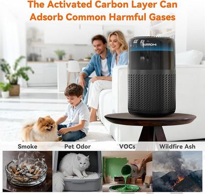 AIRROMI HEPA Air Purifier for Bedroom&Home,Pet Air Purifier for Home Pets,Removes Pet Odor,Cat Litter Smell,Dust,Smoke&Allergies,Quiet Room Air Purifier with Scents,360°Air Cleaner,A2005 Black