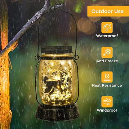 kyoryuger Alaskan Malamute Gifts for Women/Men, Pet Solar Lanterns Alaskan Malamute Dog Lover Lantern Pet Loss Dog Memorial Lights Solar Garden Decoration for Yard,Patio,Torches Lights Home Decor