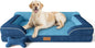 Jumbo Dog Bed for Extra Large Dogs, Orthopedic Dog Bed with Cooling Gel Memory Foam, Waterproof Pet Bed with Removable Washable Cover, 45" Pet Sofa Couch Dutch Velvet with Bone Toy, Navy Blue