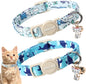 ARING PET 2 Pack Cat Collars-Cute Breakaway Cat Collar with Bell & Pendant, Adjustable Blue Whales&Dinosaur Pattern Kitten Collars with Safety Buckle for Girl and Boy Cats