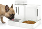 Gravity Dog Food and Water Dispenser, 2 in 1 Automatic Dog Feeder with 180 Degree Rotatable, 2 Pack Large Capacity Self Feeding for Small Dogs Puppy, White, 1.6GALx2