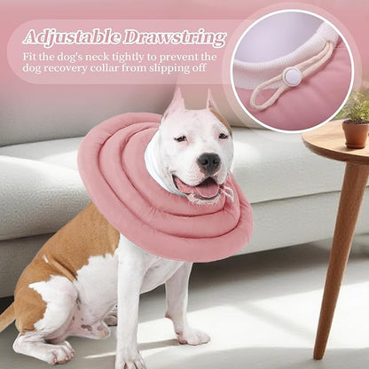 IDOMIK Dog Recovery Collar, Waterproof Soft Dog Cone After Surgery, Comfy Protective Elizabethan Collar Alternative for Dogs Cats, Adjustable Pet Neck Donut Cone Anti-Licking Biting Wounds,Pink,2XL