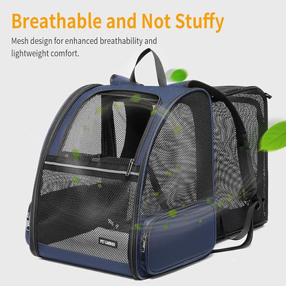 Cat Backpack，Expandable Cat Carrier Backpack, Dog Backpack Carrier and Pet Carrier Backpack, Suitable for Cats, Dogs Kitten or Small Dogs, Travel Friendly Puppy Cats Bag (Blue)