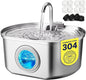 Cat Water Fountain Stainless Steel: 108oz/3.2L Cat Fountain for Drinking - Pet Water Fountain Inside - Automatic Dog Watering Dispenser Bowl - Pet Feeding & Watering Supplies - Water Level Window