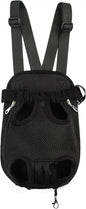 Pet Dog Puppy Cat Carrier Five Holes Backpack Double Shoulder Straps Canvas Cotton Front Chest Backpack Bag(Black, Large)