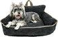 Orthopedic Dog Bed with Memory Foam, Washable Plush Pet Bed for Small, Medium & Large Dogs, Cozy Bolster Crate Dog Bed for Joint Support & Comfort.(Black)