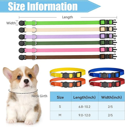 16 PCS Puppy Collars for Small Puppies, Safety Buckle Puppy Collars for Litter Nylon Adjustable Whelping Collar Pet Supplies,Stuff,Accessories(M)