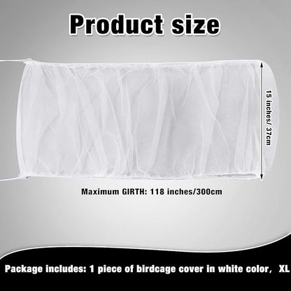 Shappy Large Bird Cage Seed Catcher,Bird Cage Cover Net Skirt Guard,Adjustable Soft Airy Mesh Net for Parrot Parakeet Macaw(118 x 15 Inch/ 300 x 37 cm,White)