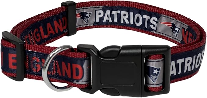 NFL PET Collar New England Patriots Dog Collar, Large Football Team Collar for Dogs & Cats. A Shiny & Colorful Cat Collar & Dog Collar Licensed by The NFL