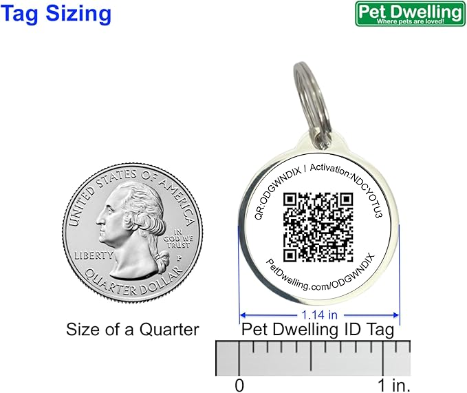Pet Dwelling QR Code Pet ID Tag – Smart Dog & Cat ID Tags for Pet Safety, Free Personalized Online Profile, Instant Scan Alerts, AI Insights (Brown Paw)