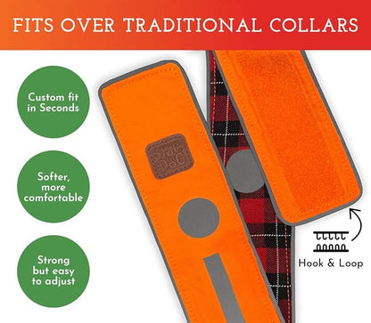 SPOT THE DOG! Reflective Dog Collar - Adjustable Pet Collars, Safe, Durable, Comfortable Dog Walking Accessories for Small Dog, Hunting Dog, Puppy, Boy, Girl Dog Collars (Blaze Orange, Red Plaid, S)