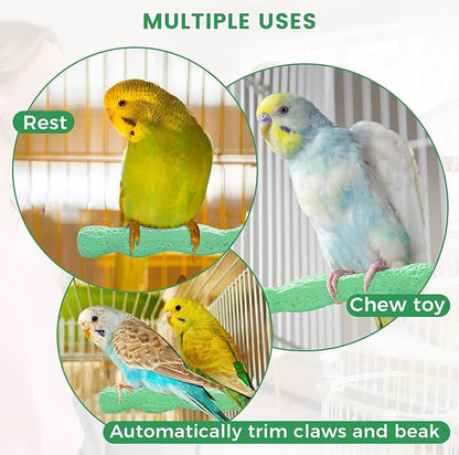 2pcs Bird Beak Grinding Stone, Anti-Slip Parakeet Nail Trimming Stick Resin, Bird Parrot Cage Perch Stand Platform Foot, Claws Trimmer Chewing Toys for Budgies, Parakeets, Cockatiels, Conures
