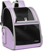 Cat Backpack Carrier for Small Dogs and Medium cat Puppy Kitten Bunny Pet Carrier Backpack Collapsible with Fully Ventilated Mesh with Safety Leash (Purple, 12.9" L x 10.62" W x 15.5" H - M)