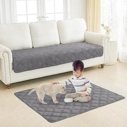 Smiry Waterproof Dog Bed Cover Blanket 52x82, Soft Reversible Pet Blanket, Washable Leakproof Cats Dogs Couch Cover for Sofa, Couch, Furniture, Grey/Dark Grey