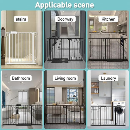 WAOWAO Baby Gate 14.16" Extra Wide Pressure Mounted Walk Through Swing Auto Close Safety White Metal Toddler Kids Child Dog Pet Puppy for Stairs,Doorways,Kitchen
