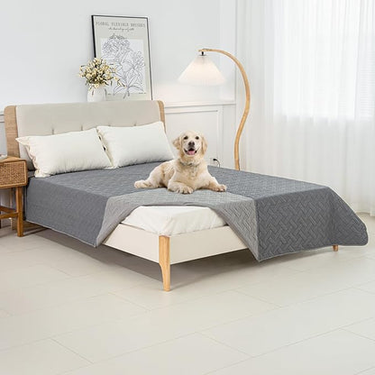 BOCTOPUG Dog Bed Cover for Pets Blankets Rug Pads for Couch Protection Waterproof Bed Covers Dog Blanket Furniture Protector Reusable Changing Pad (Dark Grey+Light Grey, 82"x102")